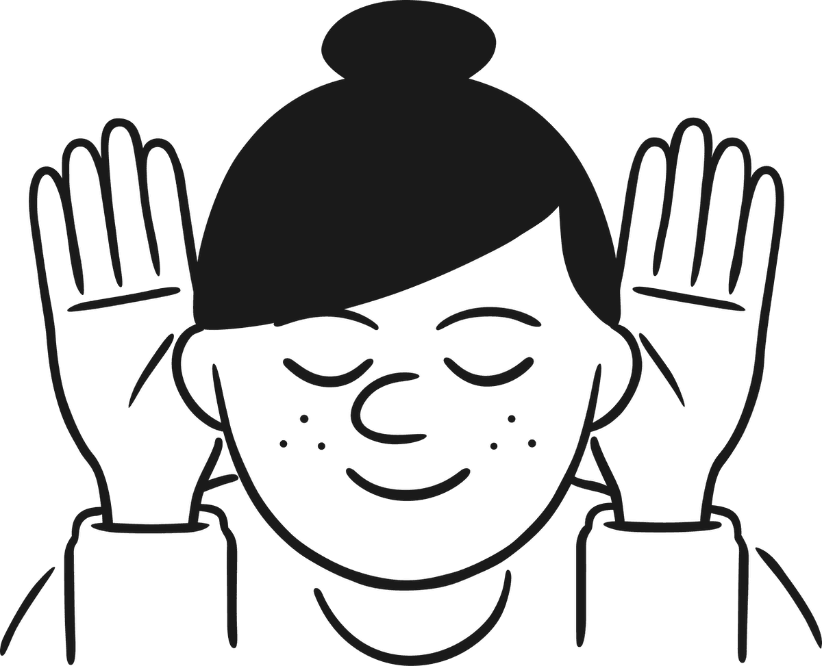 耳に手を当てているパーソナルアシスタントの顔のイラスト